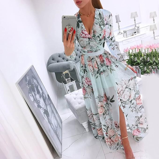 AS | Elegantní bohémské šaty s dlouhými rukávy