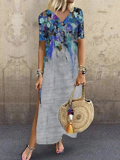 AS | Ležérní dámské šaty s potiskem a výstřihem do V