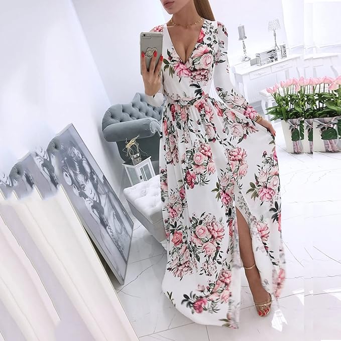 AS | Elegantní bohémské šaty s dlouhými rukávy