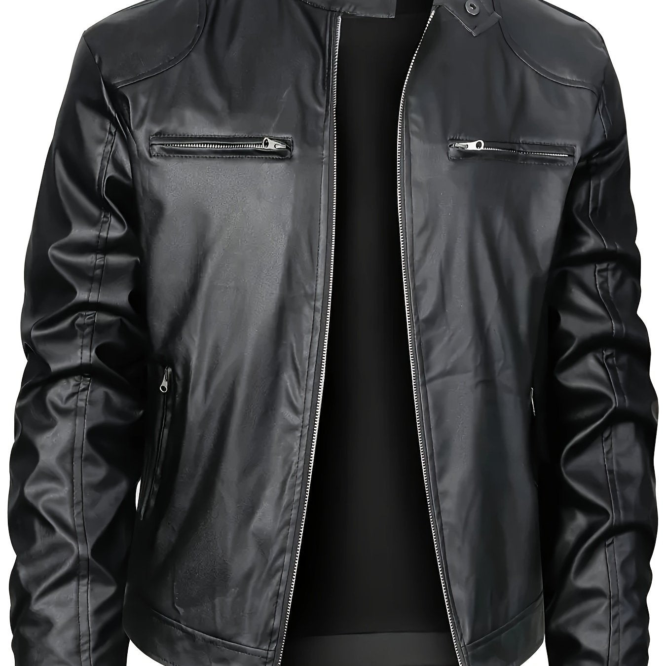 AS | Stylová bunda z PU kůže s barevnými bloky a designem s více zipy