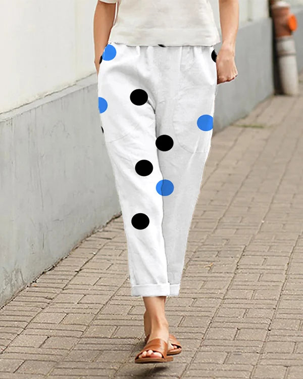 AS | Ležérní široké kalhoty s puntíkovaným potiskem