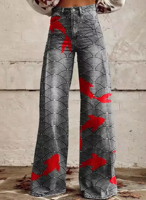 AS | Široké kalhoty s barevným potiskem