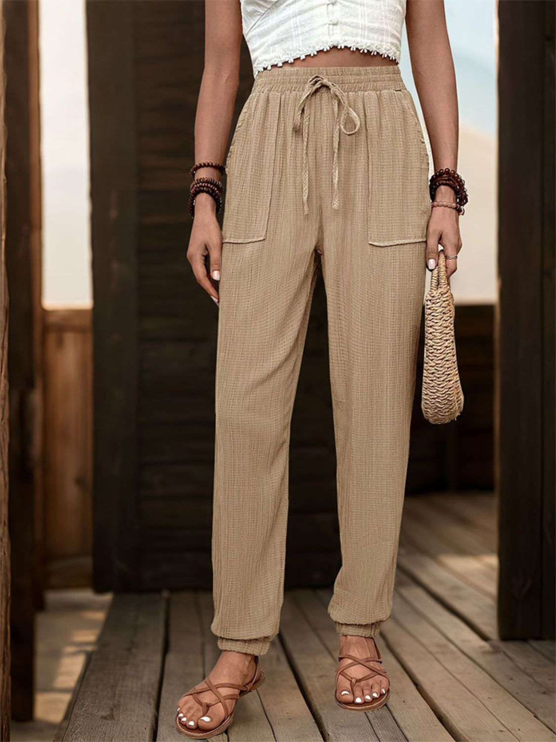 AS | Texturované běžecké kalhoty s vysokým pasem