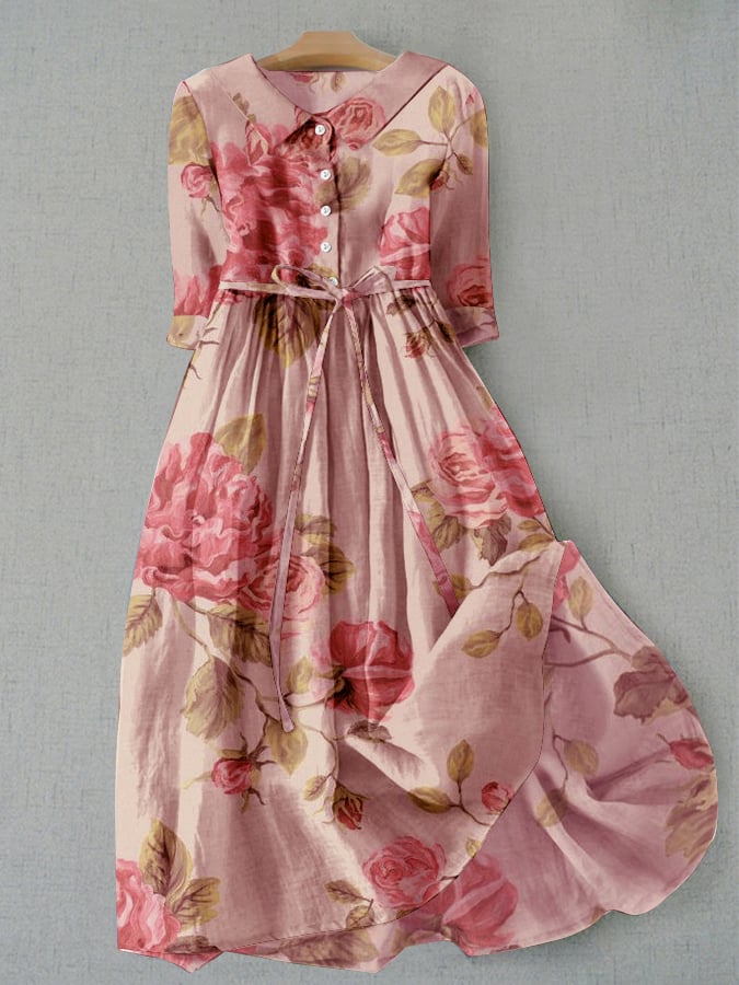 AS | Dámské Vintage botanické květinové design tisk krajka-up šaty