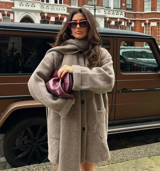 AS | Pletená volná bunda se šálou