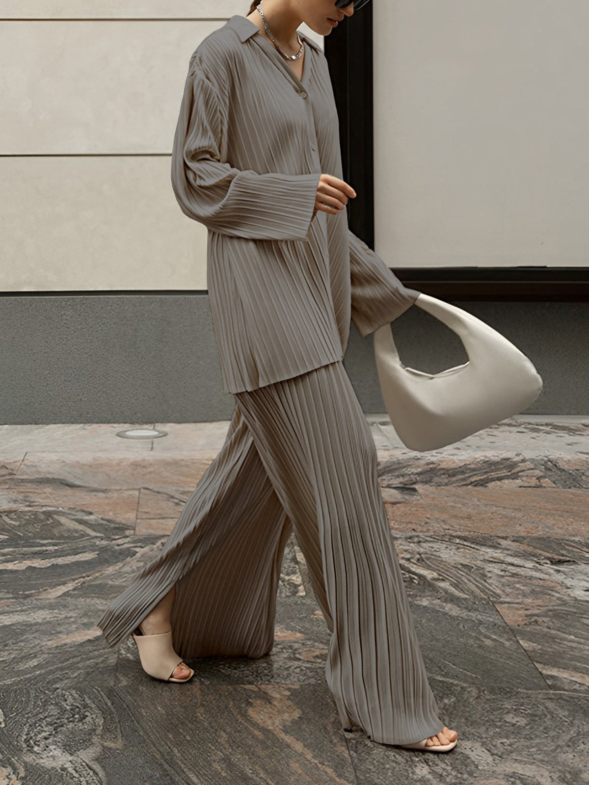 AS | Stylová a elegantní dámská plisovaná blůza a kalhoty