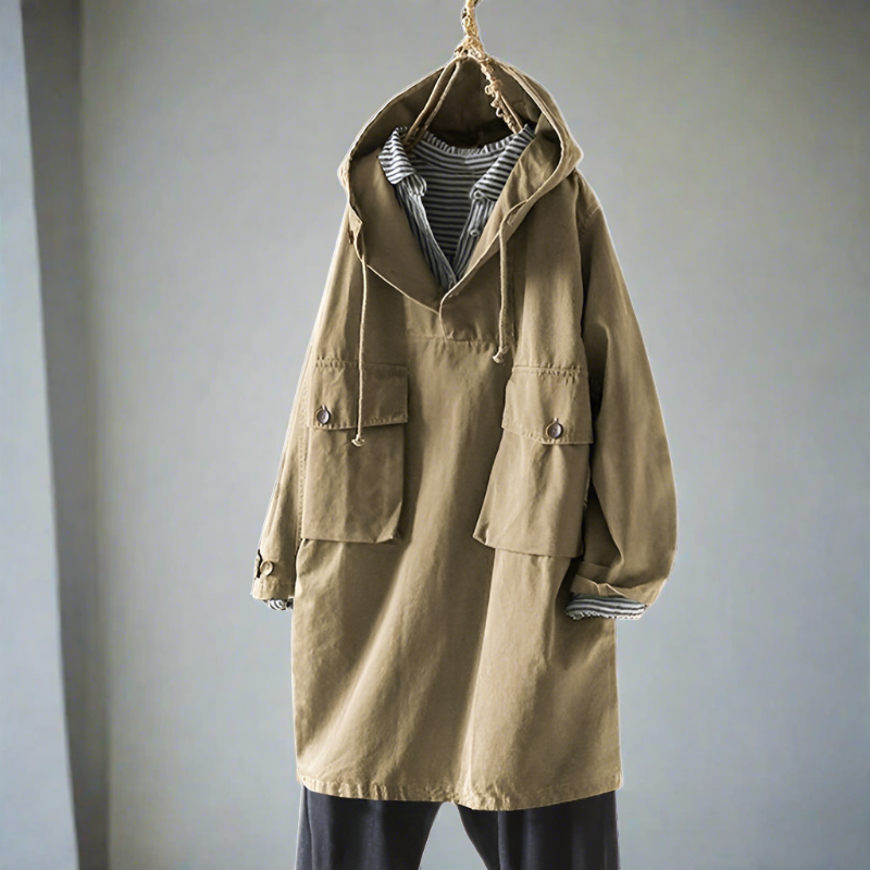 Grün regenfest wasserdicht Outdoor jacke mit Kapuze und großen Seitentaschen für Damen