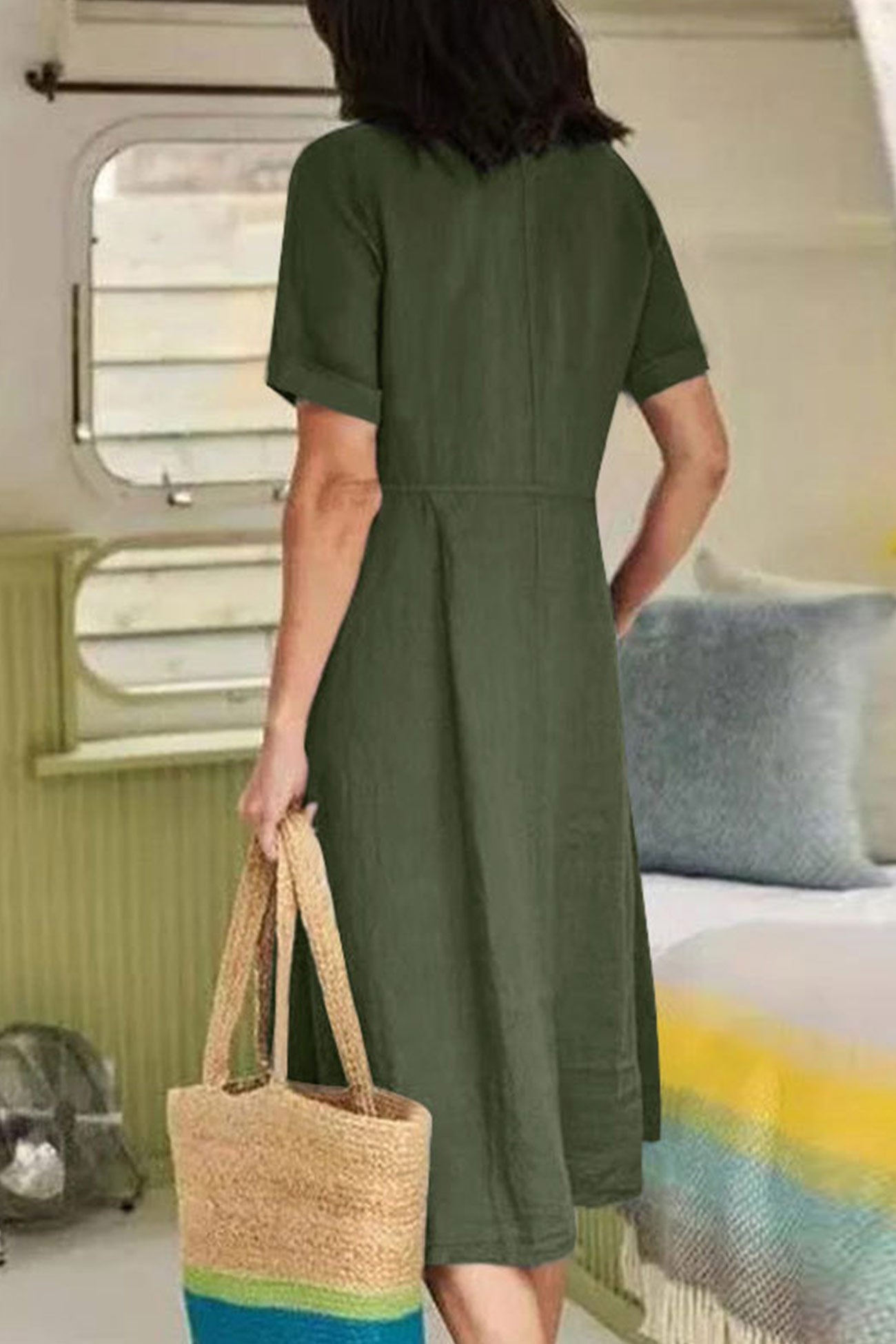 AS | Bavlněné plátěné šaty s knoflíky Midi Dress