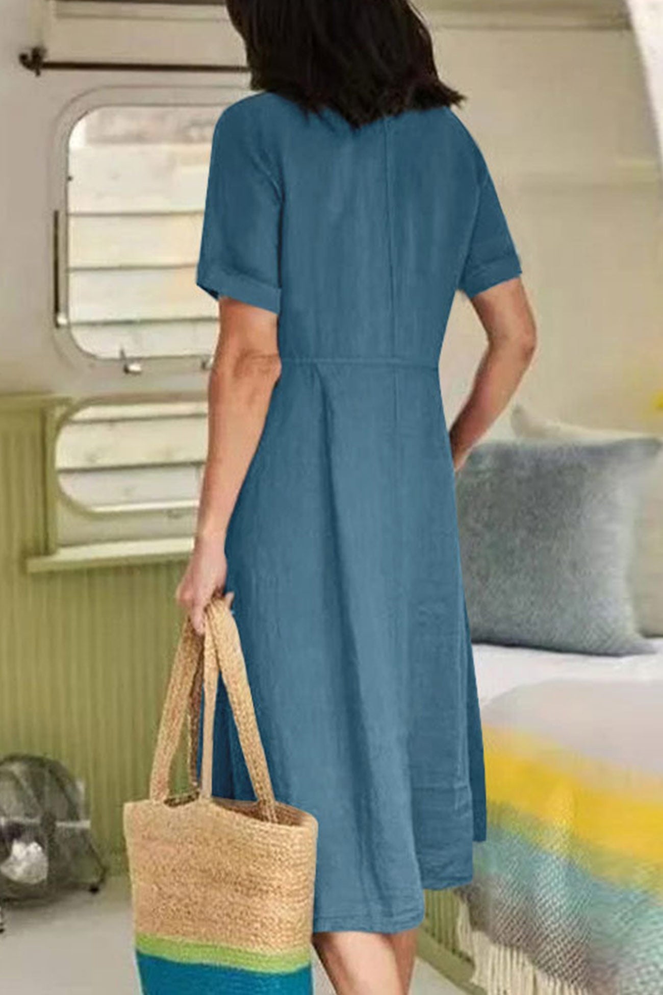 AS | Bavlněné plátěné šaty s knoflíky Midi Dress