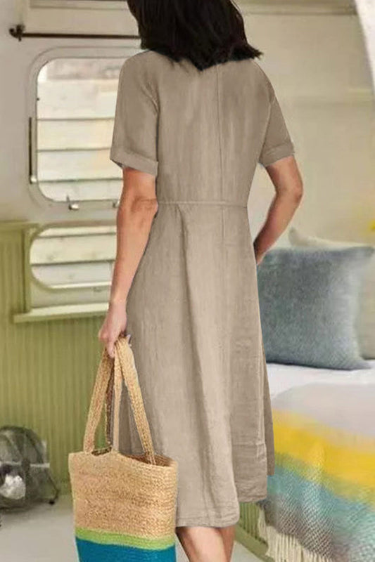 AS | Bavlněné plátěné šaty s knoflíky Midi Dress