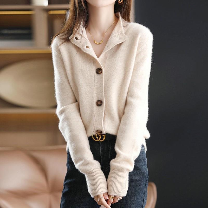Fuxniz Allrounder suitable for everyday use: new spring knitted cardigan for women in vintage look, versatile fashion in single-colored top quality