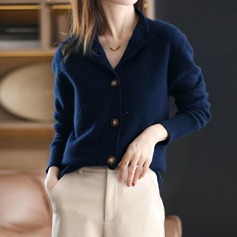 Fuxniz Allrounder suitable for everyday use: new spring knitted cardigan for women in vintage look, versatile fashion in single-colored top quality