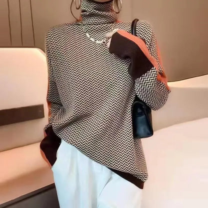 AS | Modern Chic Geometrický svetr s želvím výstřihem