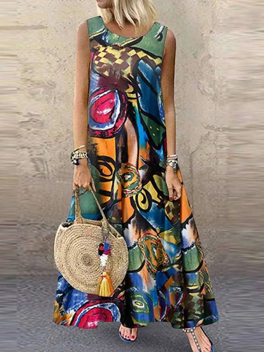 AS | ZANZEA ženy české letní šaty bez rukávů květinové tištěné Sundress Robe Femme Vintage Kaftan Beach Vestido Sarafans