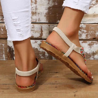 AS | Dámské korálky etnického stylu Boho T-strap Slip On