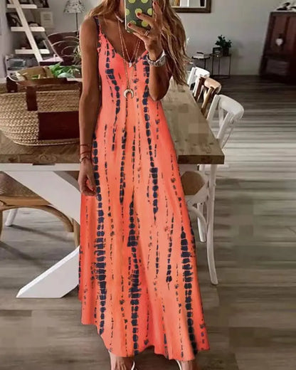 AS | Příležitostné tištěné Maxi špagety popruh šaty pro ženy V-Neck Backless A-Line dlouhé šaty Móda bohémský styl Beach Vestidos