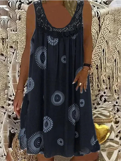 AS | digitální tištěné off shoulder sexy camisole volné přiléhavé šaty krajka neformální šaty letní šaty