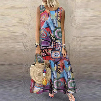 AS | ZANZEA České květinové tištěné šaty ženy Vintage bez rukávů O krku Beach Sundress Summer Femme Fashion Vestido Robe Sarafans