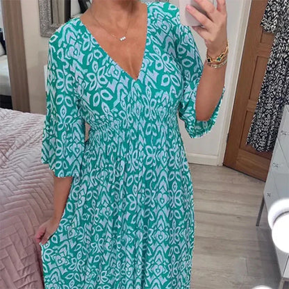 AB | Ležérní boho šaty s výstřihem do V a polodlouhými rukávy