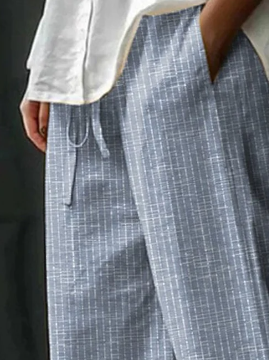 AS | Klasické pruhované kalhoty s rozparkem, kapsou a šňůrkou na zavazování