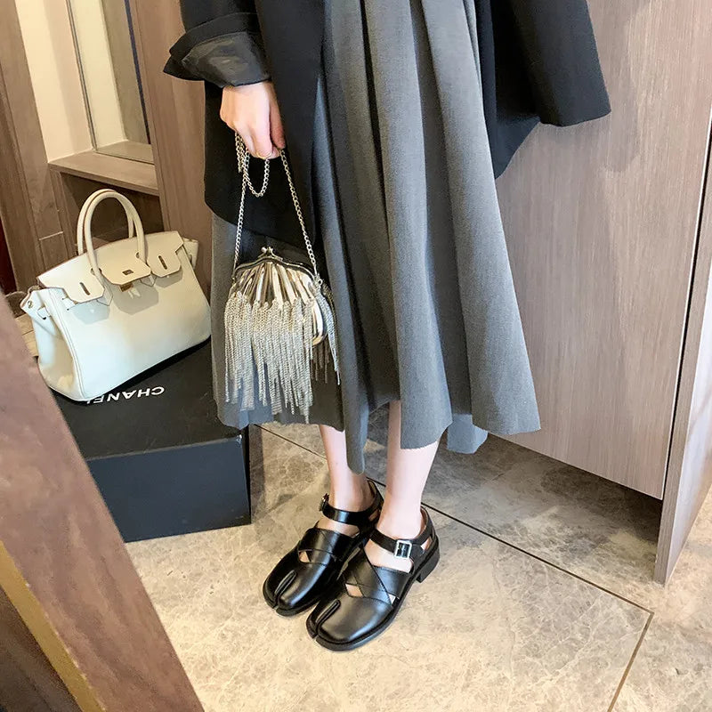 AS | Kožené sandály s dělenou špičkou