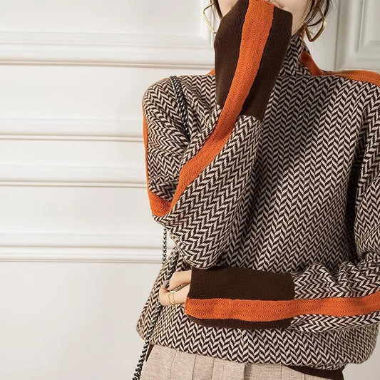 AS | Modern Chic Geometrický svetr s želvím výstřihem