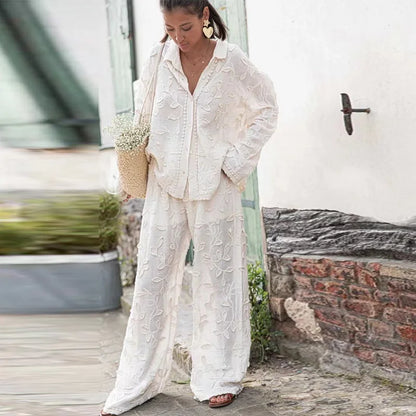 AS | Souprava a kalhoty s dlouhými rukávy z hedvábné bavlny