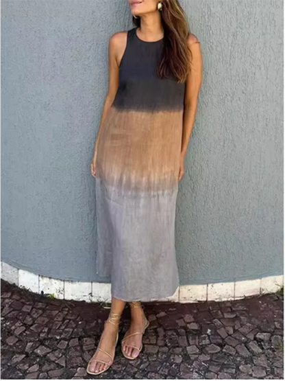 AS | Elegantní šaty s barevným gradientem dámské šaty bez rukávů módní volné šaty na dovolenou
