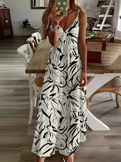 AS | Dámské nové havajské plážové šaty Letní módní sexy šaty bez rukávů dlouhé ohlávka 3D Vintage Butterfly Print Street Photo šaty