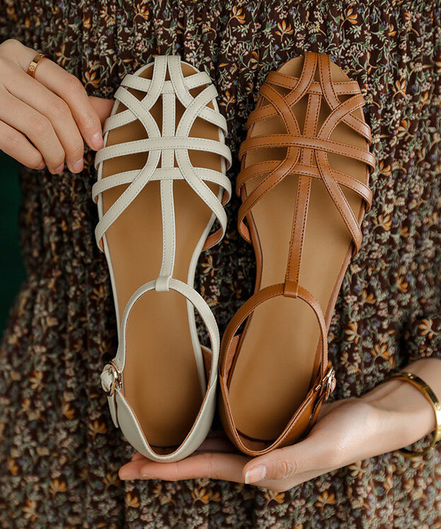 AS | Ploché sandály z hovězí kůže