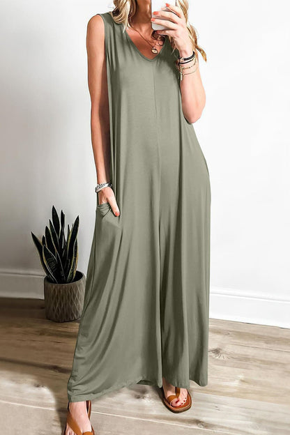 AS | Jednobarevné kombinézy s kapsami a širokými nohavicemi do V