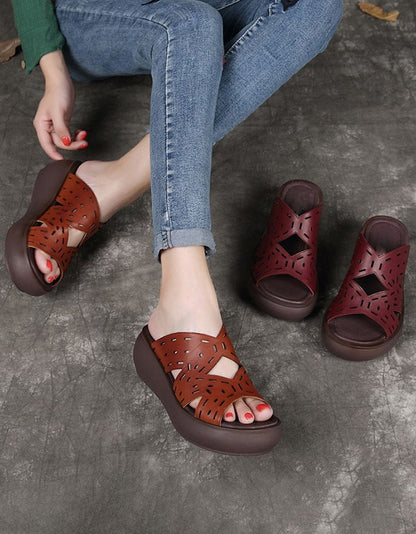 AS | Kožené retro podpatky na klínku