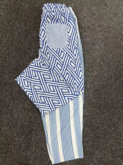 AS | Ležérní dámské kalhoty na knoflíky s pruhovaným potiskem