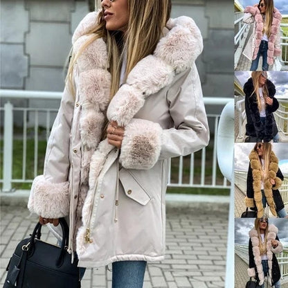 AS | Umělá kožešina s dlouhým rukávem a kapucí