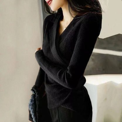 Arabeciana | Karamell Peter Pan Kragen asymmetrischer Pullover - HelloMausi.de