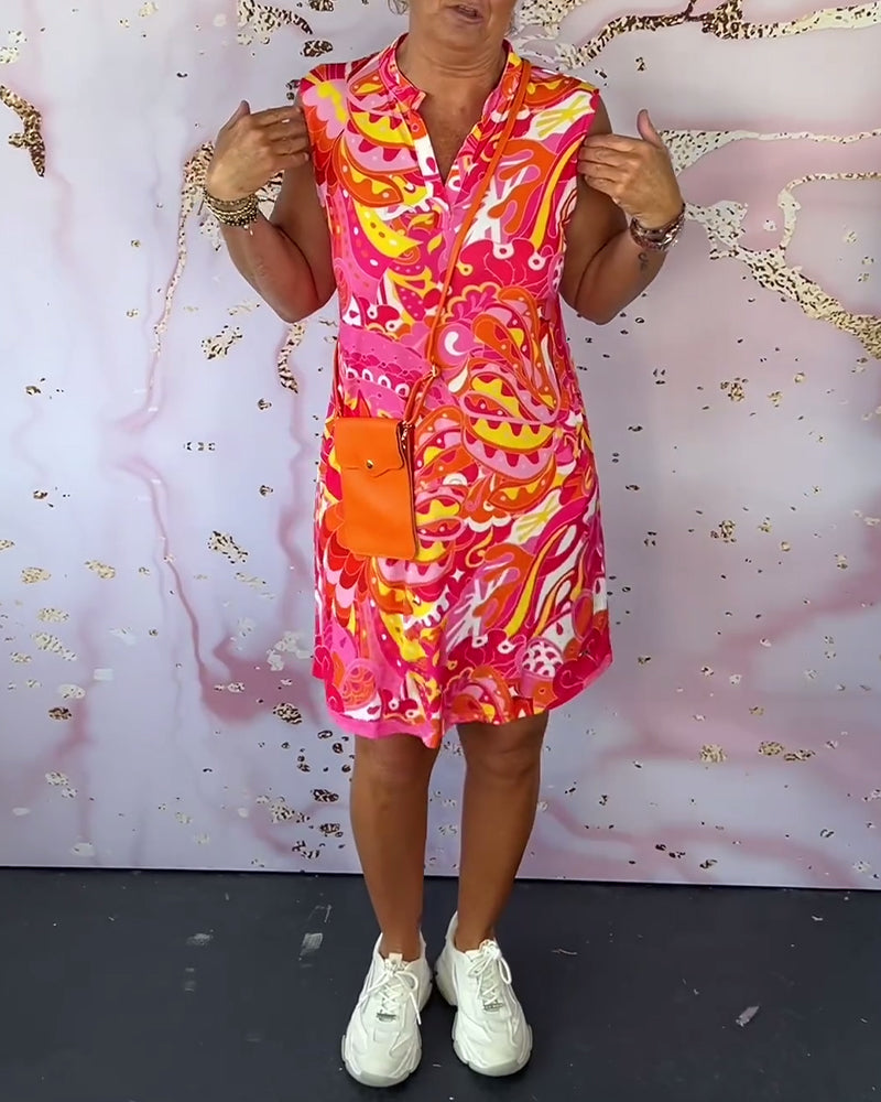 AS | Elegantní šaty bez rukávů s potiskem a výstřihem do V