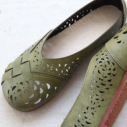 AS | Prodyšné kožené lodičky ve vintage stylu