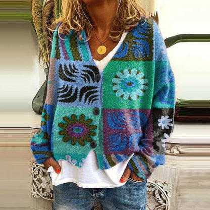 AS | Boho patchworkový svetr s květinami