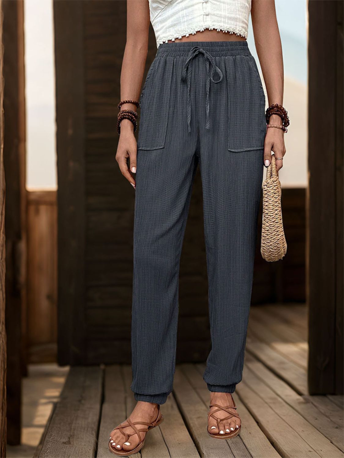 AS | Texturované běžecké kalhoty s vysokým pasem