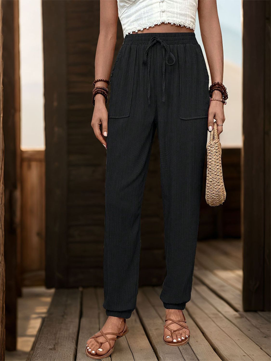 AS | Texturované běžecké kalhoty s vysokým pasem