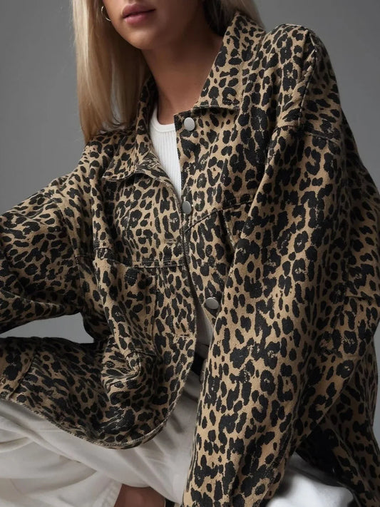 AS | Dámská džínová bunda s leopardím vzorem