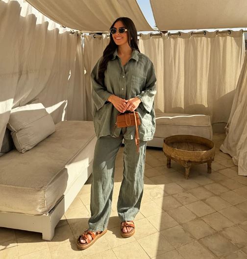 AS | Souprava a kalhoty s dlouhými rukávy z hedvábné bavlny