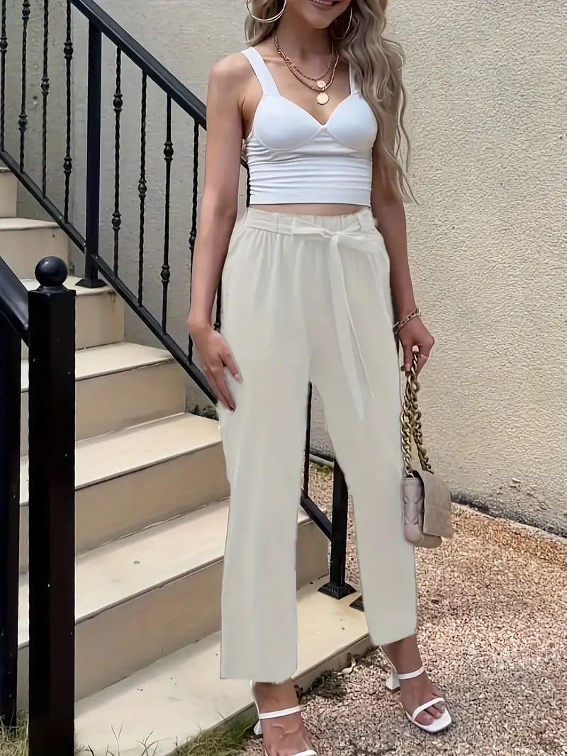 AS | Jednobarevné kalhoty pro volný čas s kravatou