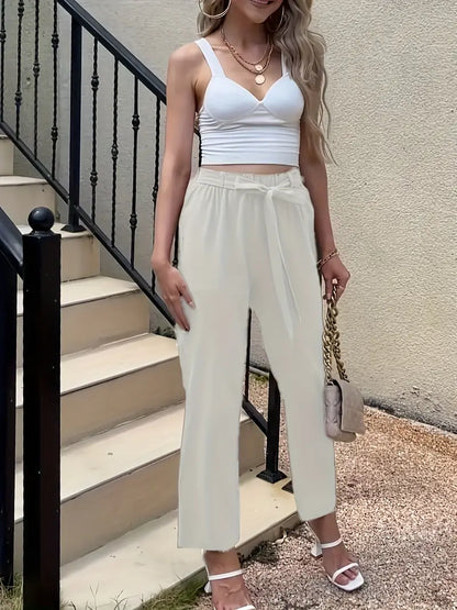 AS | Jednobarevné kalhoty pro volný čas s kravatou