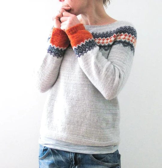 AS | Šedý svetr v boho stylu