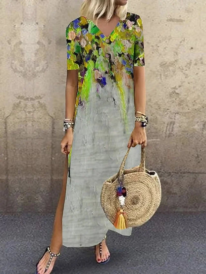 AS | Ležérní dámské šaty s potiskem a výstřihem do V