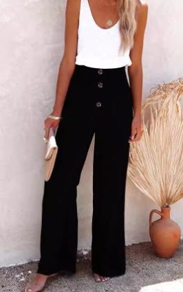 AS | Smokingové kalhoty s vysokým pasem ze směsového lnu