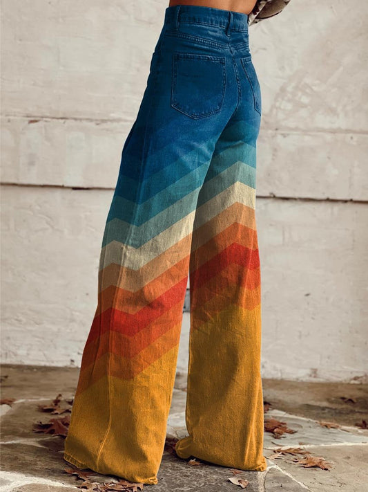 AS | BellaStyle™ Trendy široké duhové kalhoty pro každou příležitost!