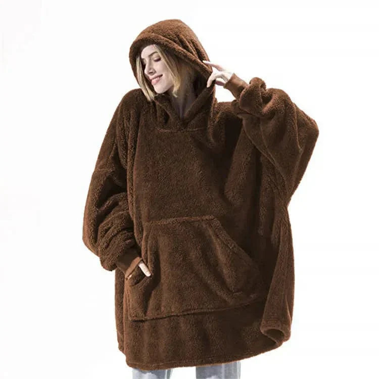 AS | Oversized fleecový svetr s kapucí