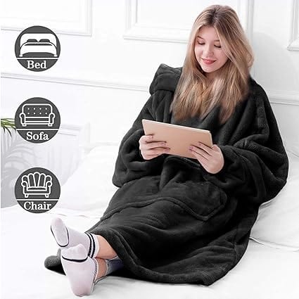 AS | Oversized fleecový svetr s kapucí